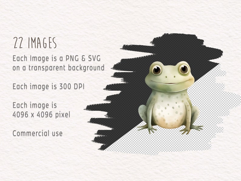 Watercolor Cute Frogs Clipart, Happy Frog Graphics in PNG and SVG, Digital Nature Illustrations for commercial use image 2