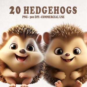 Niedliches Igel-Clipart-Bundle, Clip Art-Set mit 20 hochwertigen PNGs, Happy Hedgehogs, Igel PNG, Sofortdownload, kommerzielle Nutzung