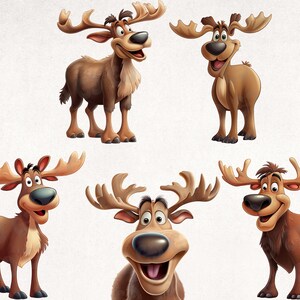 Cute Moose Clipart Bundle, Cartoon Moose Clip Art Set of 10 High ...