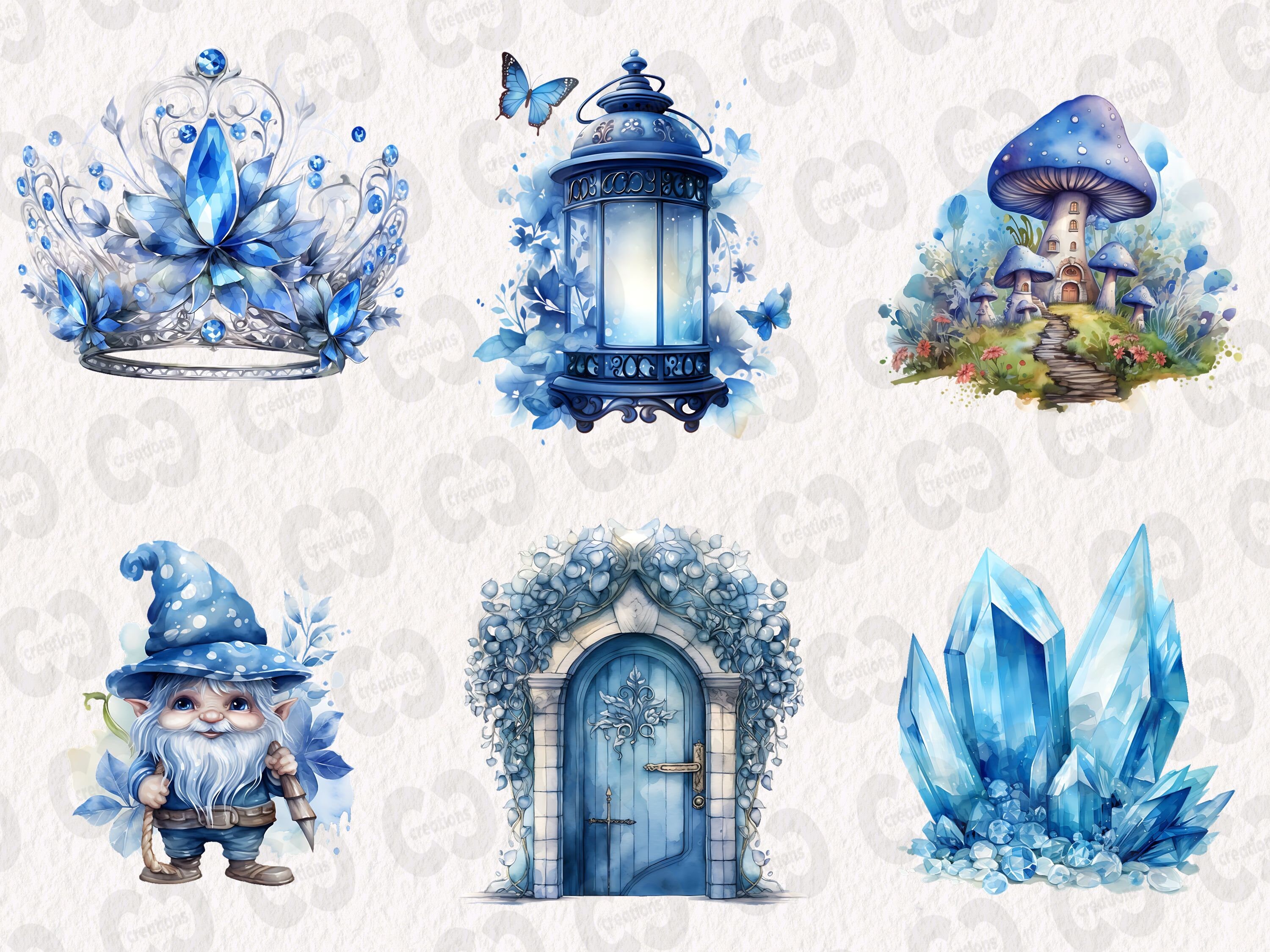 Watercolor Blue Fairy Clipart, Cute Fantasy Graphics, Floral Fairy ...
