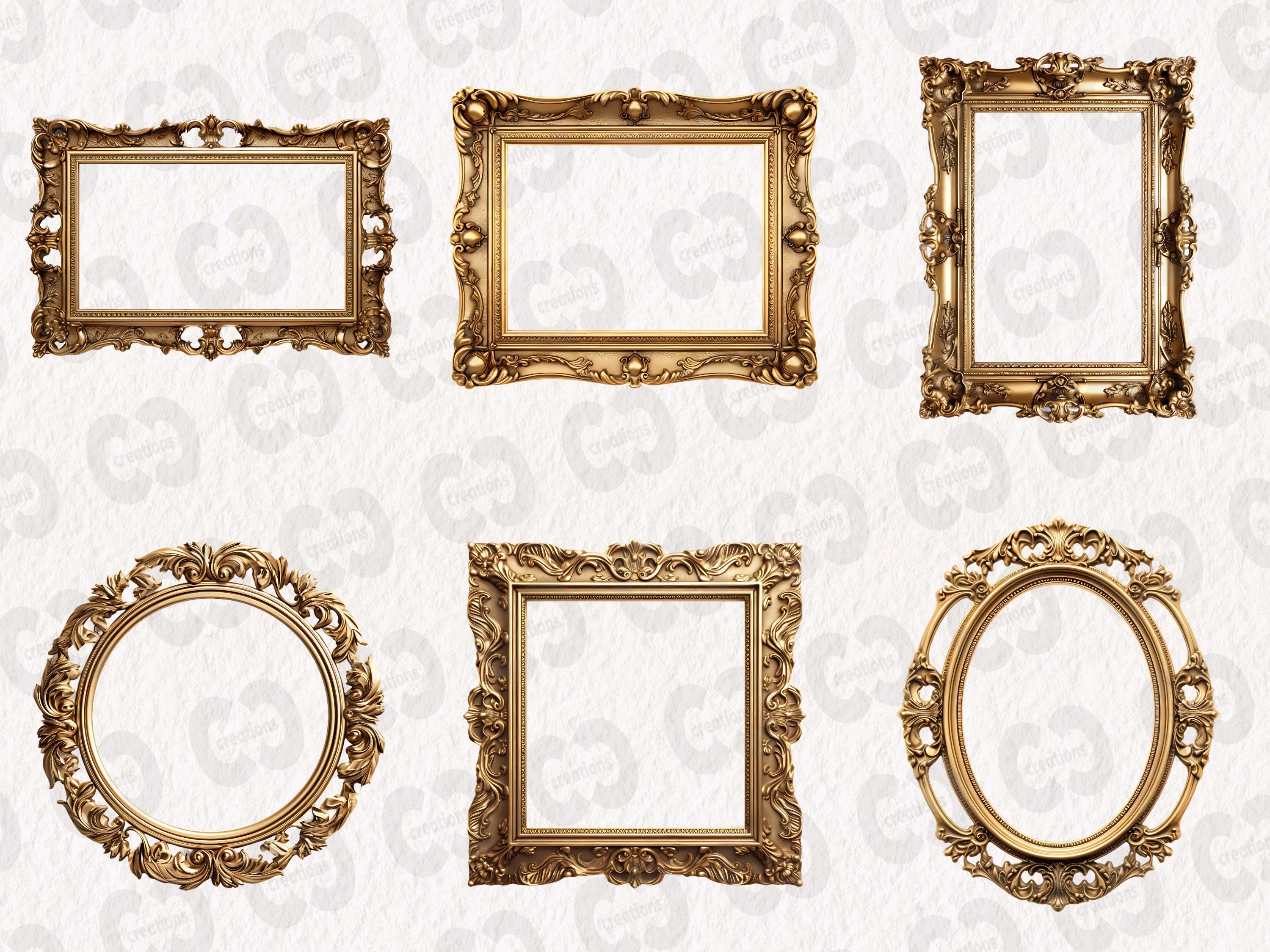 Antique Gold Frames Clipart Vintages Frames Graphics Rococo Etsy