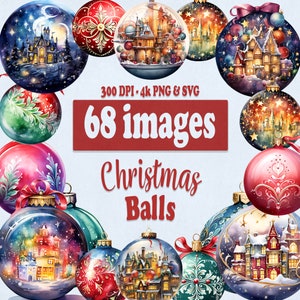 Bundle de cliparts boule de Noël, graphiques de boules de Noël confortables au Format PNG et SVG, illustration de décoration hivernale pour la réservation de ferraille ou les travaux manuels en papier