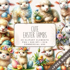 Niedliche Osterlamm Clipart, Schäfchen Grafiken in PNG & SVG Format für kommerzielle Nutzung als digitaler Download