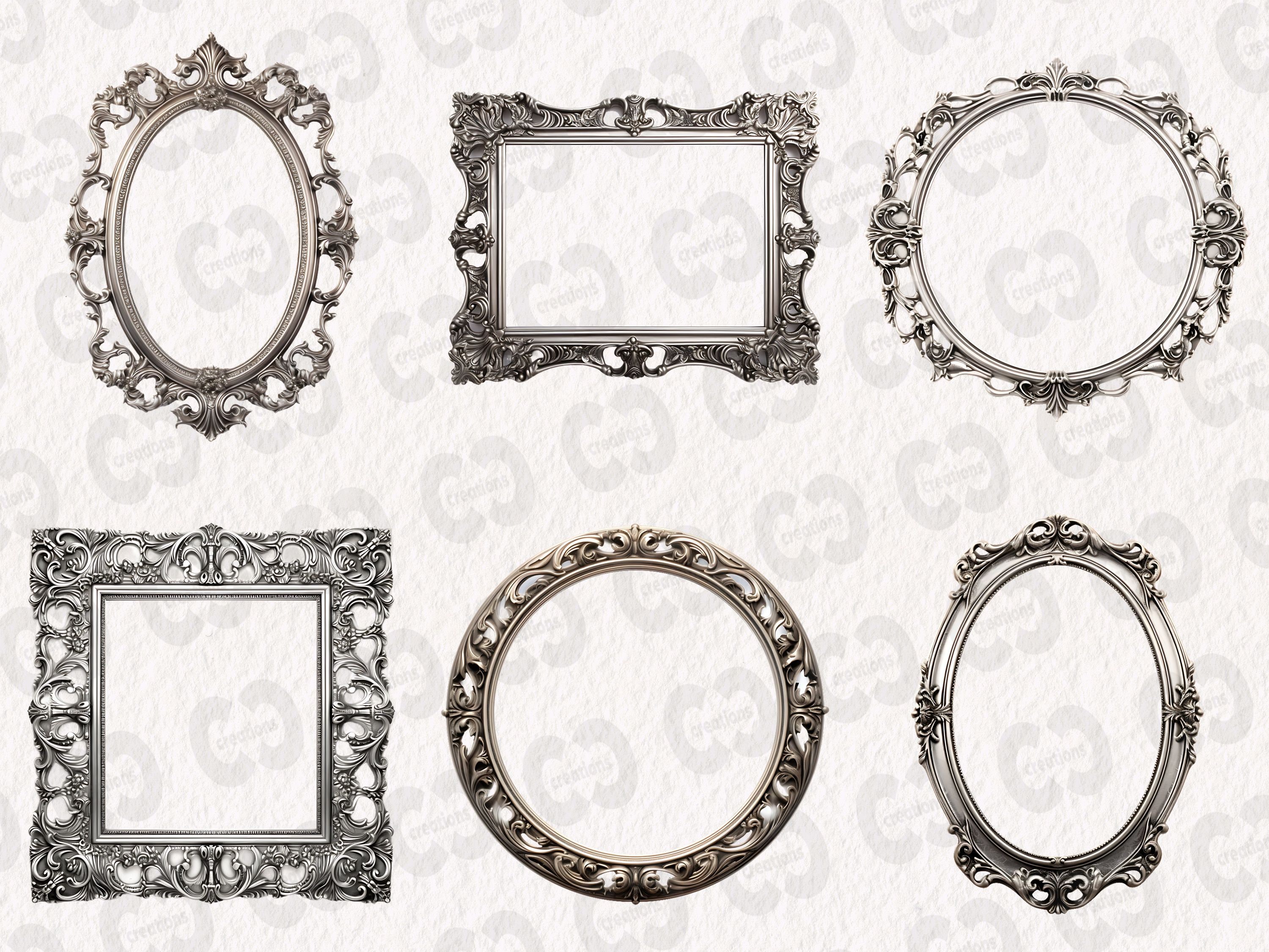 Antique Silver Frames Clipart Vintages Frames Graphics Etsy