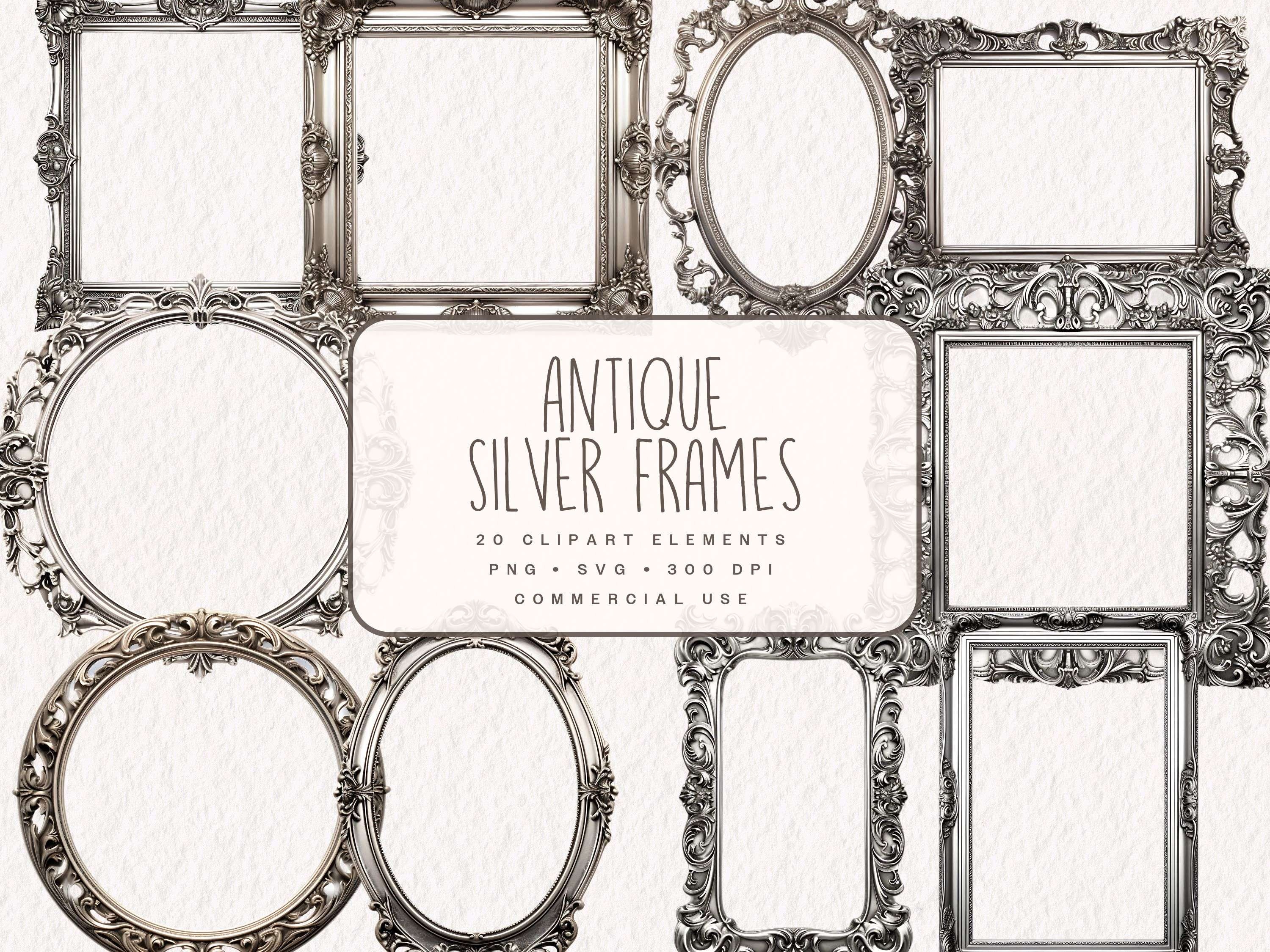 Antique Silver Frames Clipart Vintages Frames Graphics Etsy