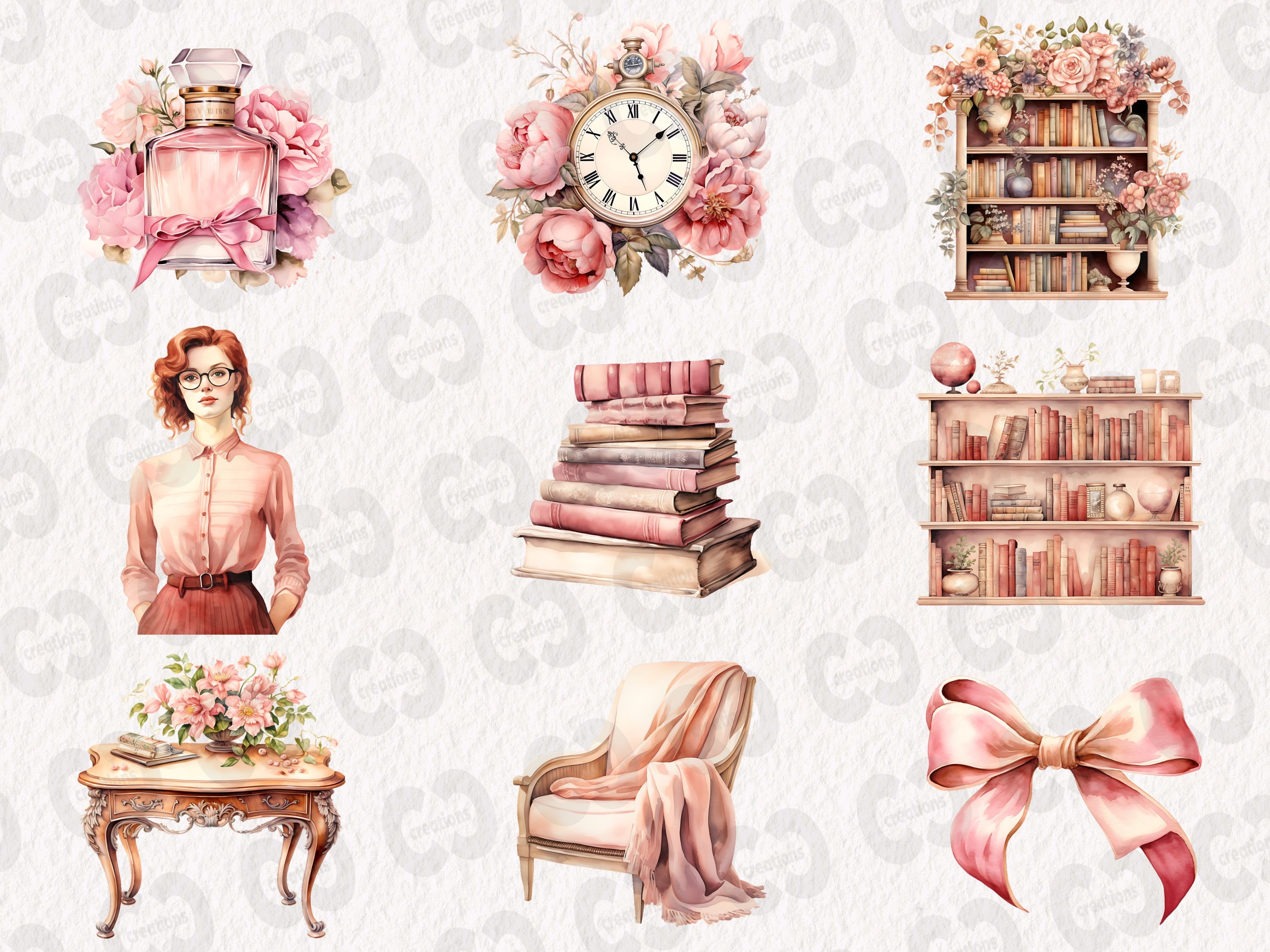 Pink Writer Icon Pink Vintage Writer Clipart, Watercolor Book Graphics in PNG and SVG ...