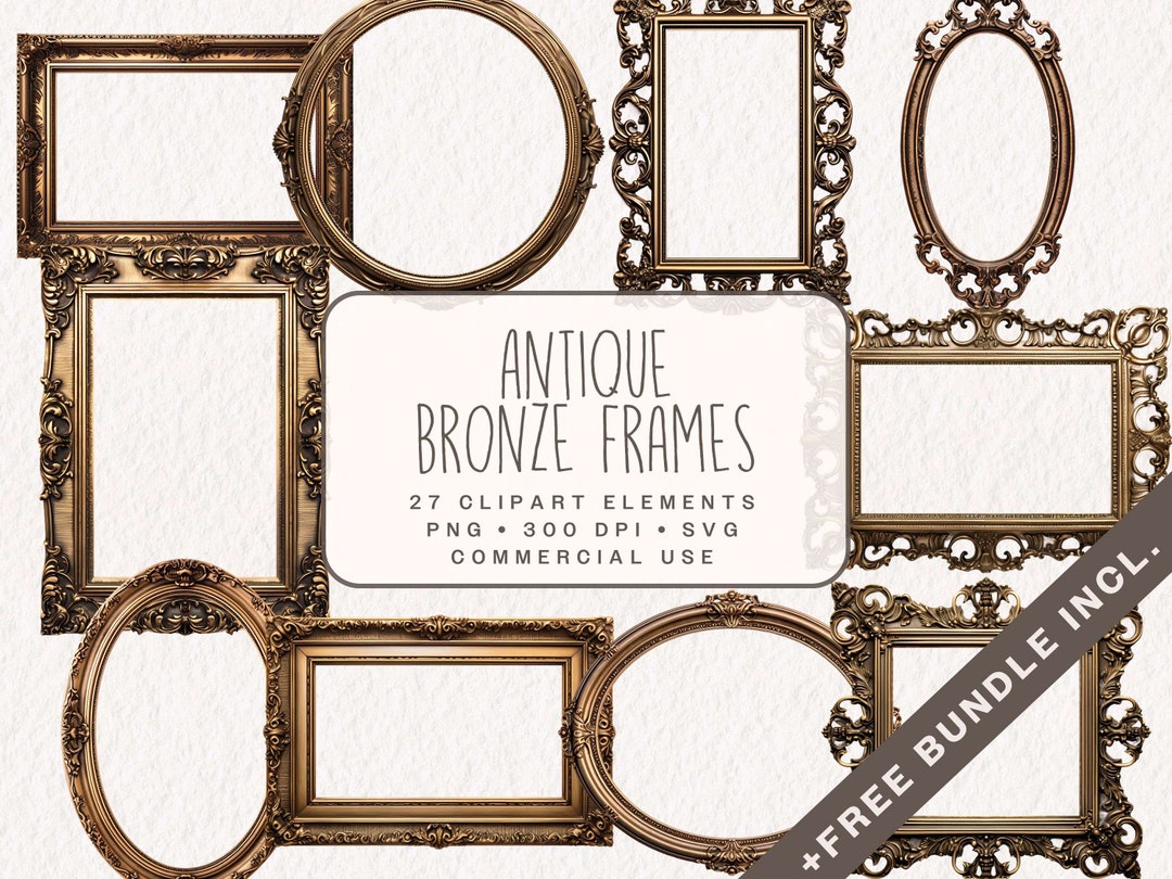 Antique Bronze Frames Clipart, Vintages Frames Graphics, Rococo Frames