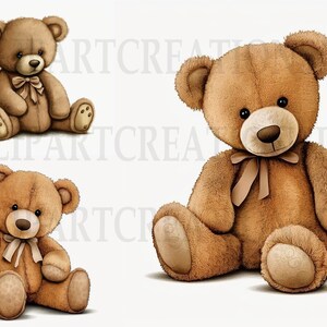 Teddy Bear Clipart - 8 PNG di alta qualità - Download digitale - Creazione di cartoline, Creazione di carta digitale, Pianificazione digitale - Uso commerciale