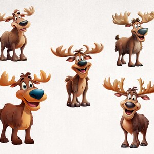 Cute Moose Clipart Bundle, Cartoon Moose Clip Art Set of 10 High ...