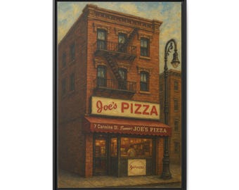 Joe's Pizza - Impresión de restaurante - Lienzo mate + Marco de madera