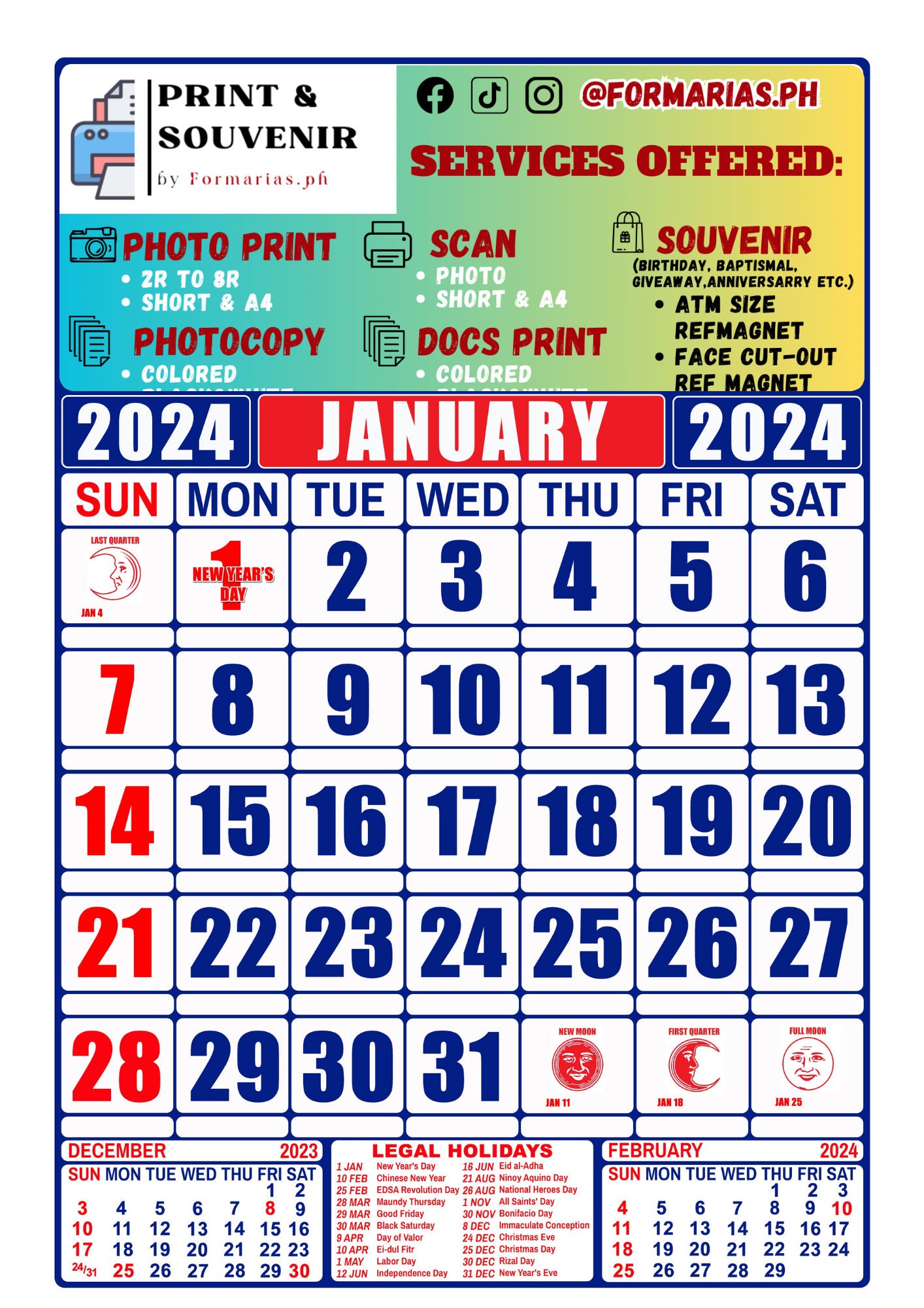 COMMERCIAL CALENDAR 2024 Etsy