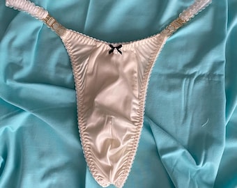 Satin Men's thongs, men's thongs, ivory men's thongs, men's thong, gender thong