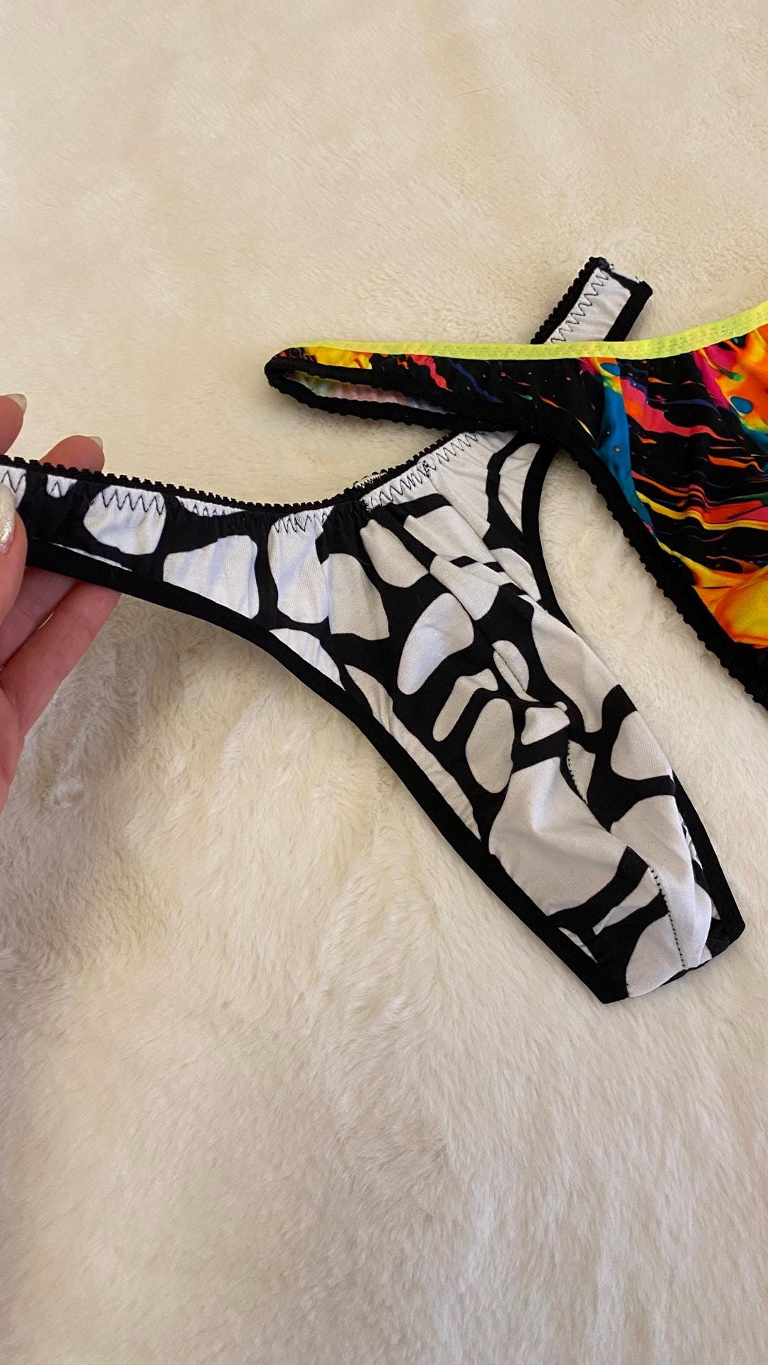String en coton pour homme, lot de deux slips, strings colorés pour ...