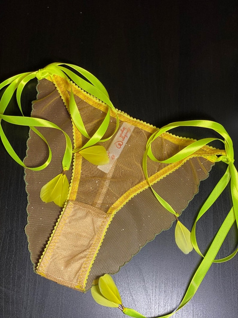 Tie Brief Knickers Glitter Panties Yellow Panties New Etsy