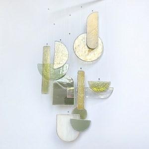 Modern stained glass, Mobile suncatcher, Minimalist decor, Window glass art