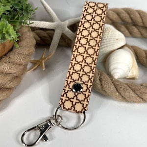 Engraved Classic Pattern Keychain | Keychains Strap | Keychain Wristlet Strap Leather | Anniversary Gift | Handmade Keychain