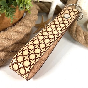 Engraved Classic Pattern Keychain | Keychains Strap | Keychain Wristlet Strap Leather | Anniversary Gift | Handmade Keychain