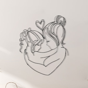 Mon and  The Girl Child Metal Wall Art, Minimalist Line Art, Metal Wall Decor, Metal Wall Art, Wall Hangings, Wall Art, Metal Decor