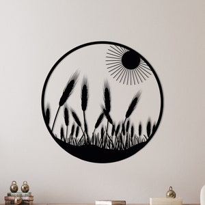 Field of Wheat Metal Wall Art, Minimalist Line Art, Landscape Metal Wall Decor, Metal Art, Wall Hangings, Geometric Wall Art, Metal Decor