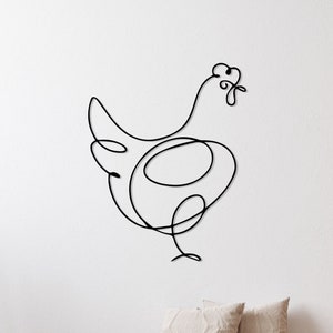 Chicken Metal Wall Art, Minimalist Line Art, Animal Wall Art, Metal Wall Decor, Metal Wall Art, Wall Hangings, Geometric Wall Art, Line Art