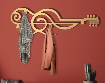 Extra Large Guitar Coat Rack: Metal Wall Art Hanger