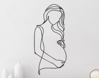 Pregnant Woman Metal Wall Art, Minimalist Line Art, Metal Wall Decor, Metal Wall Art, Wall Hangings, Geometric Wall Art, Metal Decor