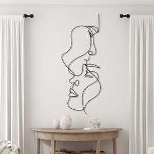 Arte de pared de línea minimalista, arte de pared de metal de 2 caras, arte minimalista, decoración geométrica de pared de metal, decoración de interiores, colgantes de pared. Inicio Arte