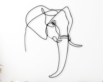 Art mural en métal éléphant, dessin au trait minimaliste, Animal Wall Art décoration murale en métal, Art mural en métal, tentures murales, Art mural géométrique, dessin au trait