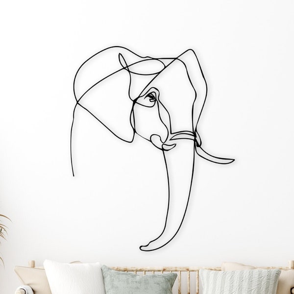 Elephant Metal Wall Art, Minimalist Line Art, Animal Wall Art Metal Wall Decor, Metal Wall Art, Wall Hangings, Geometric Wall Art, Line Art