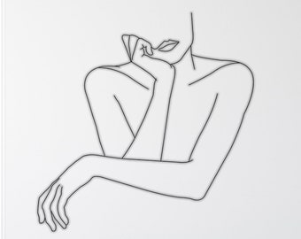 Thinking Woman Metal Wall Art: Minimalist Line Decor