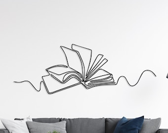 Book Metal Wall Art: Minimalist Line Decor