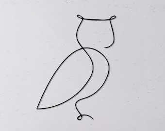 Art mural en métal, chouette trait, dessin au trait minimaliste, art mural animal, décoration murale en métal, art mural en métal, tentures murales, art mural géométrique, dessin au trait