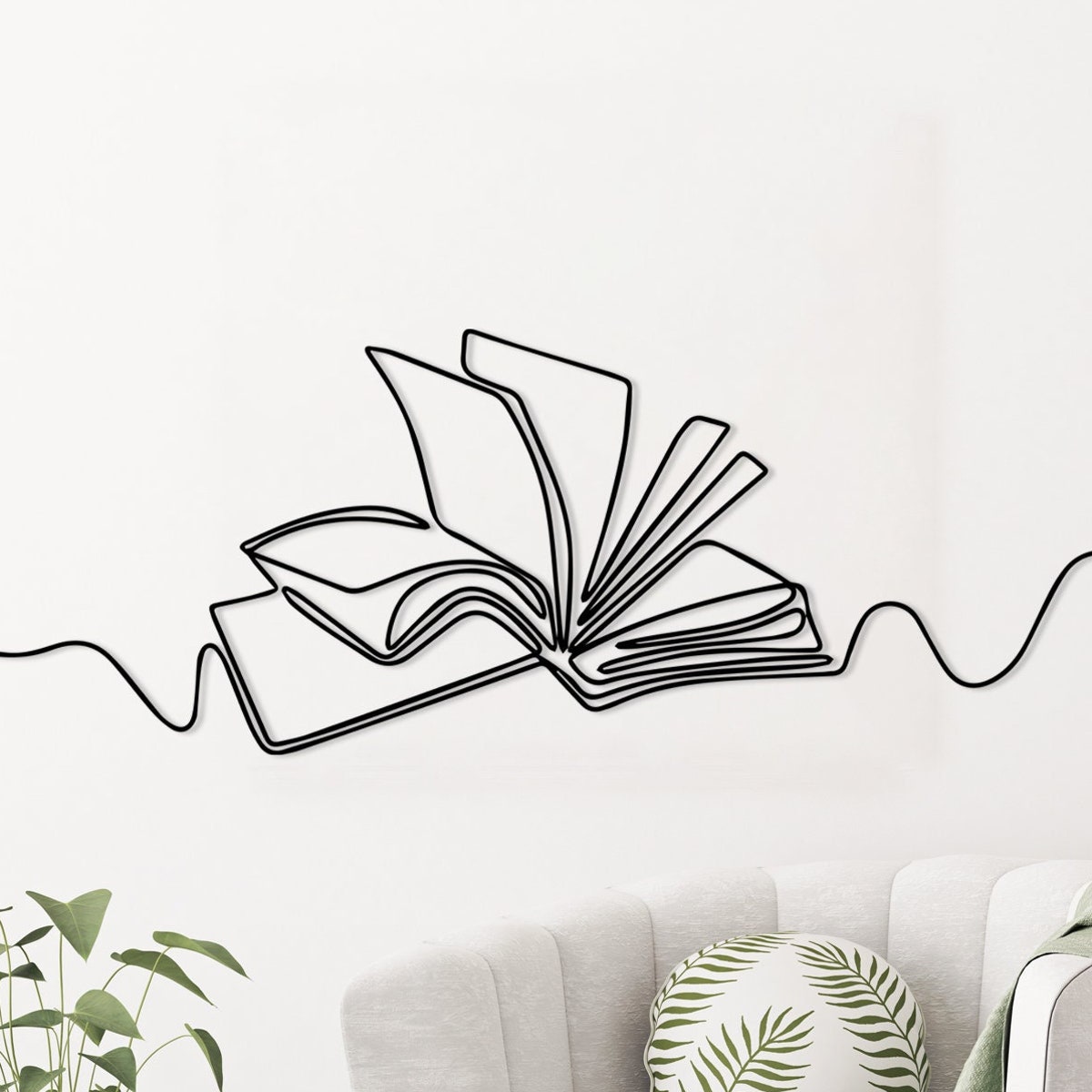 Book Metal Wall Art, Minimalist Line Art, Metal Wall Decor, Metal Wall Art, Wall Hangings, Geometric Wall Art, Metal Decor, Library Wall Art - Etsy