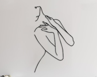 Woman Touching Herself Metal Wall Art, Minimalist Line Art, Metal Wall Decor, Metal Wall Art, Wall Hangings, Geometric Wall Art, Metal Decor