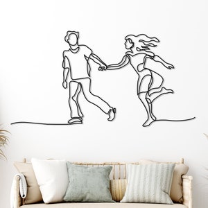 Young Lovers Metal Wall Art: Minimalist Geometric Decor