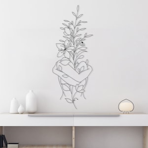 Self Love Flowers Bloom Wall Decor, Minimalist Line Art, Metal Wall Decor, Metal Wall Art, Wall Hangings, Geometric Wall Art, Minimalist Art