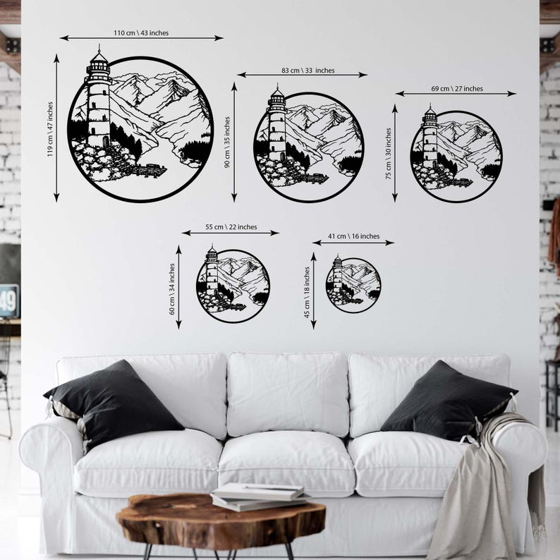 Lighthouse Decor Metal Wall Art, Coastal Extra Large Wall Art, Beachy