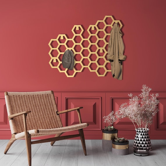 Extra Large Honeycomb Metal Coat Rack: Modern Wall Decor