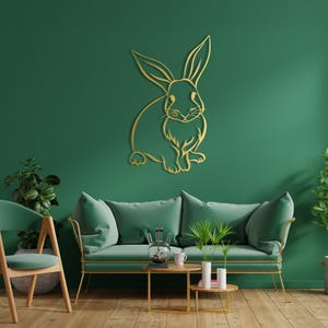 Bunny Metal Wall Art: Minimalist Rabbit Decor for Nursery - Etsy