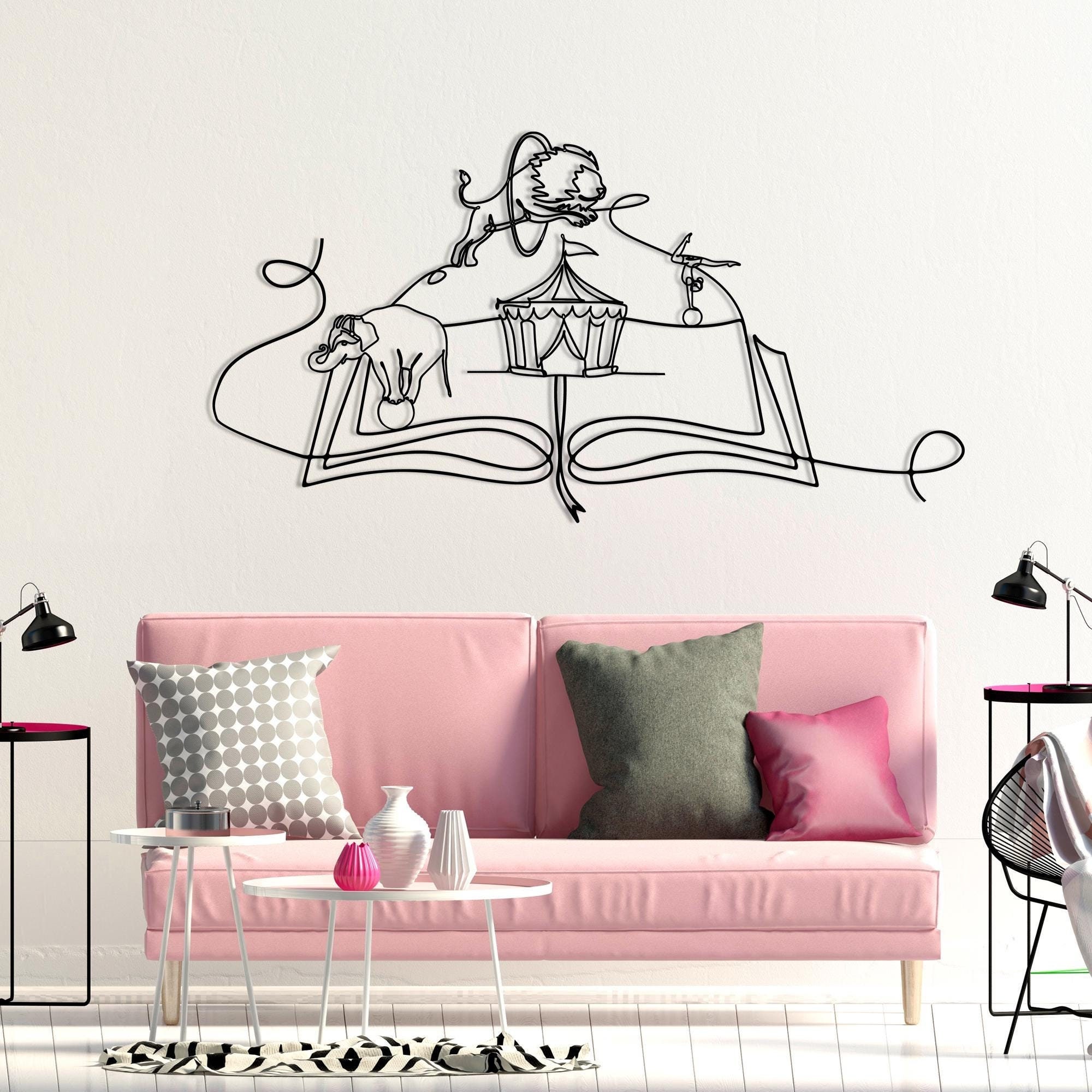 Children's Book Metal Wall Art: Circus Animals Line Art