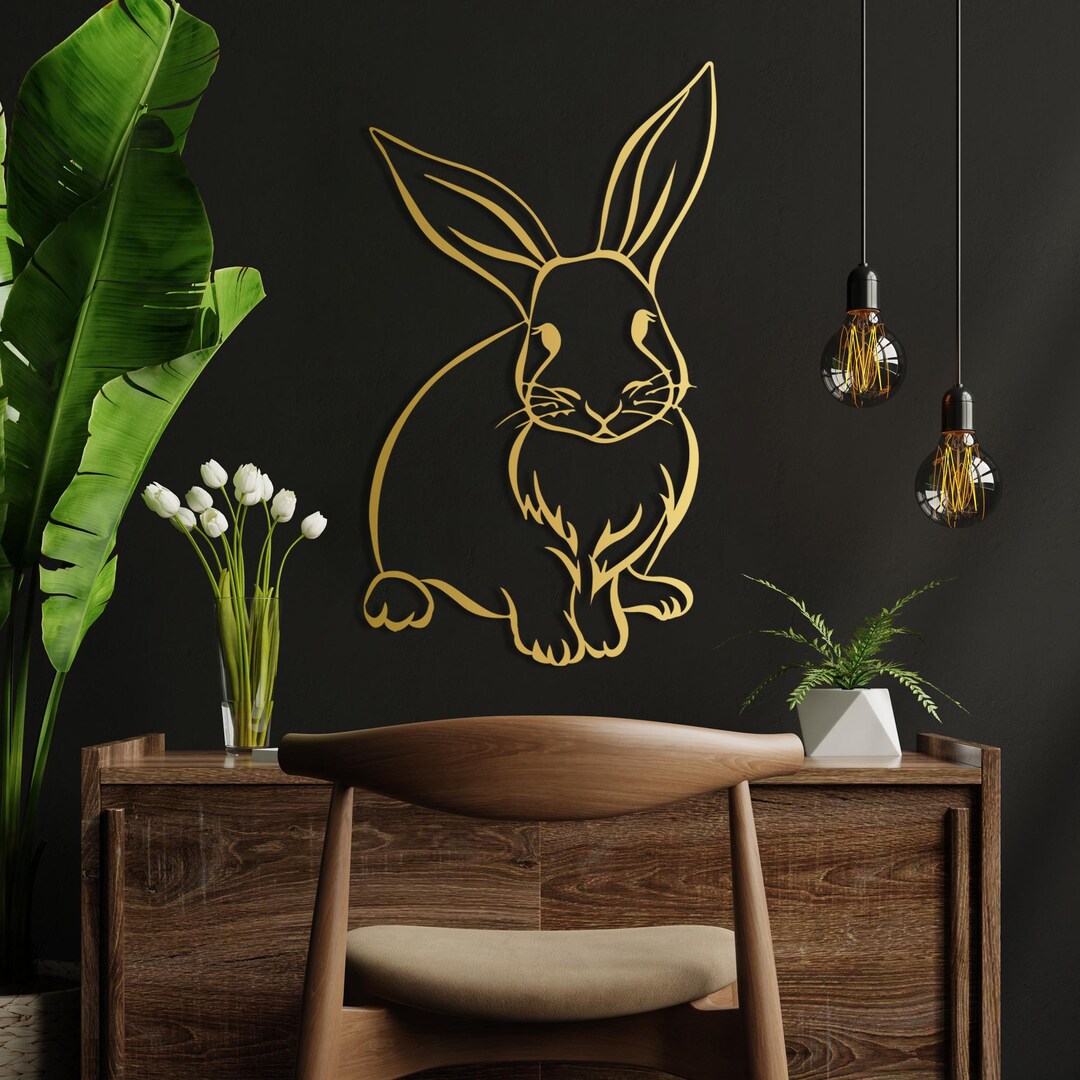 Bunny Metal Wall Art: Minimalist Rabbit Decor for Nursery - Etsy