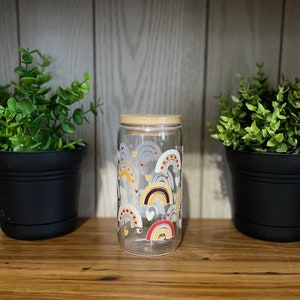 Gobelet bohème arc-en-ciel en verre 16 oz