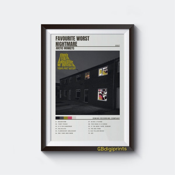 ARCTIC MONKEYS Favourite worst nightmare Album Poster Digital Download - Gift Idea - Minimalist Music Poster - Printable Wall Art Print