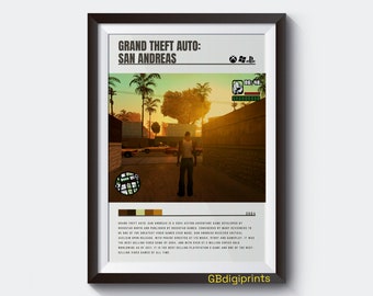 GTA SAN ANDREAS game Poster Digitale Download - Cadeau idee - Minimalistische filmposter - Afdrukbare Wall Art Print ps2