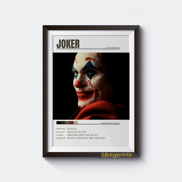 JOKER Movie Poster Digital Download - Gift Idea - Minimalist Movie Poster - Printable Wall Art Print |