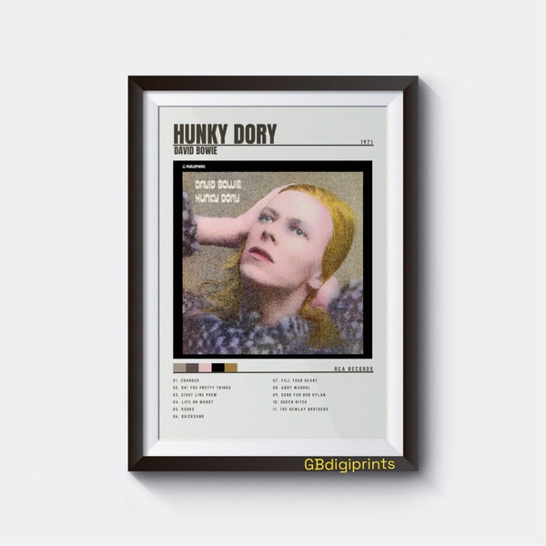 DAVID BOWIE Hunky Dory Album Poster Digital Download - Gift Idea - Minimalist Music Poster - Printable Wall Art Print