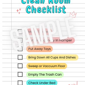 Kids Clean Room Checklist