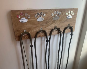 Rustic Solid Oak Dog lead holder