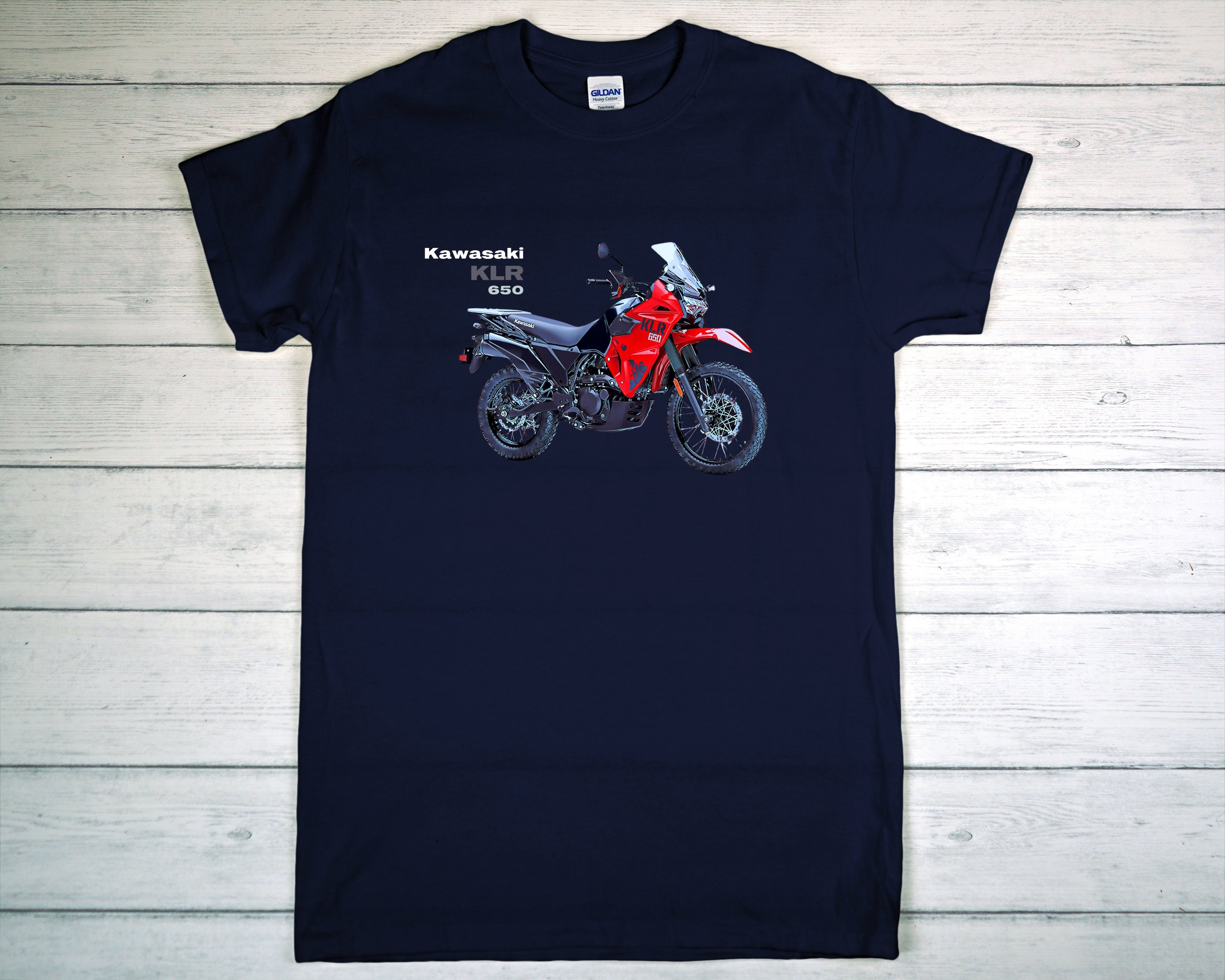 KAWASAKI KLR 650 Motorcycle T-shirt With Technical Details Printed on ...