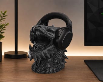 Suporte para Fone de Ouvido em Formato de Dragão | Suporte para Fones de Ouvido, Jogos, Decoração de Quarto, Escritório | Busto de Dragão | Presente para Fãs de Senhor dos Anéis | Presente para Nerds